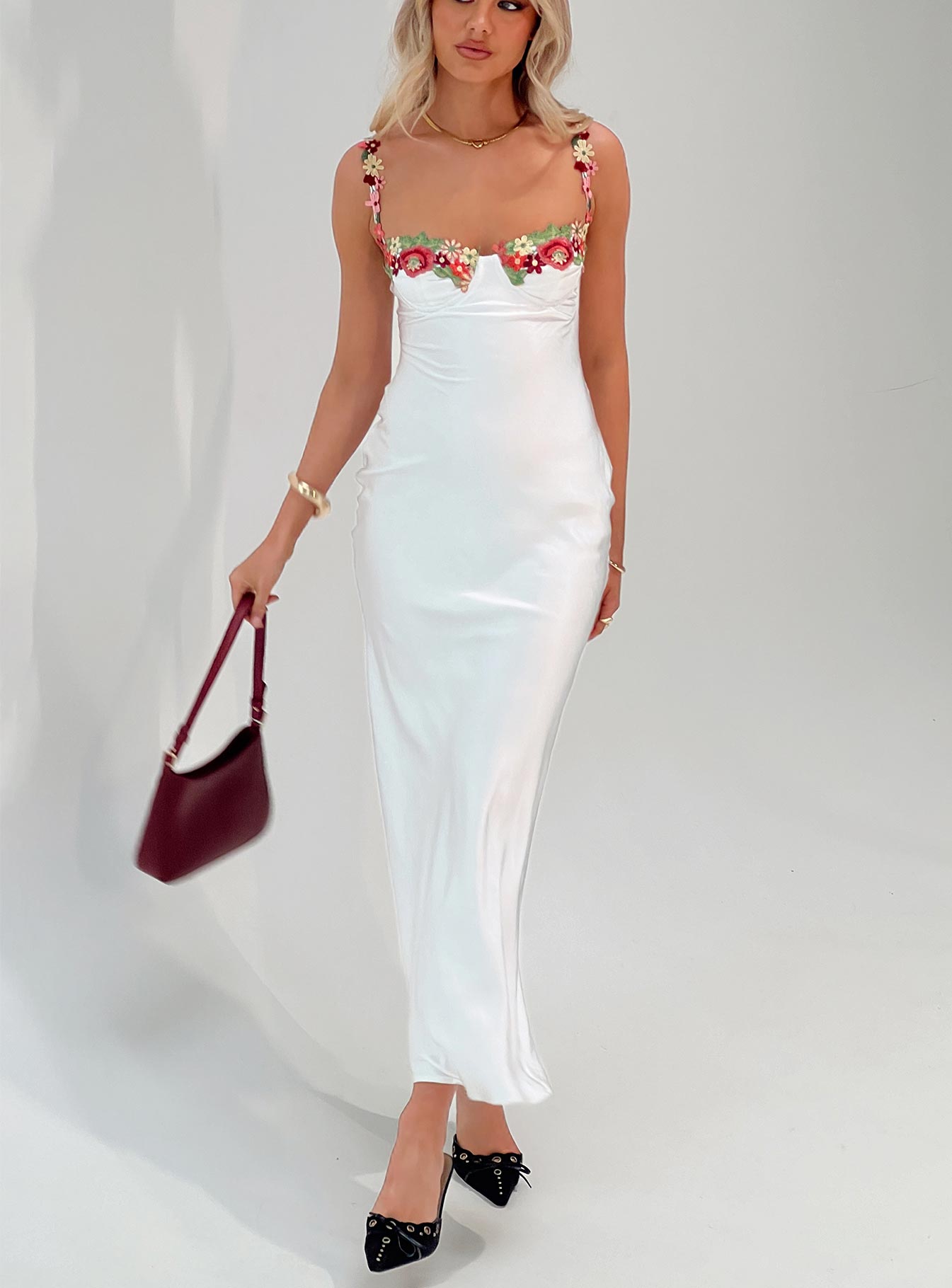 marguerite halter maxi dress white polka princess polly white halter dress Marguerite Halter Maxi Dress | White Polka Dot