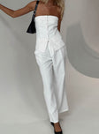 front view of model wearing Princess Polly Jazzar Pocket Detail Pleated Pant White High Waisted Pants 