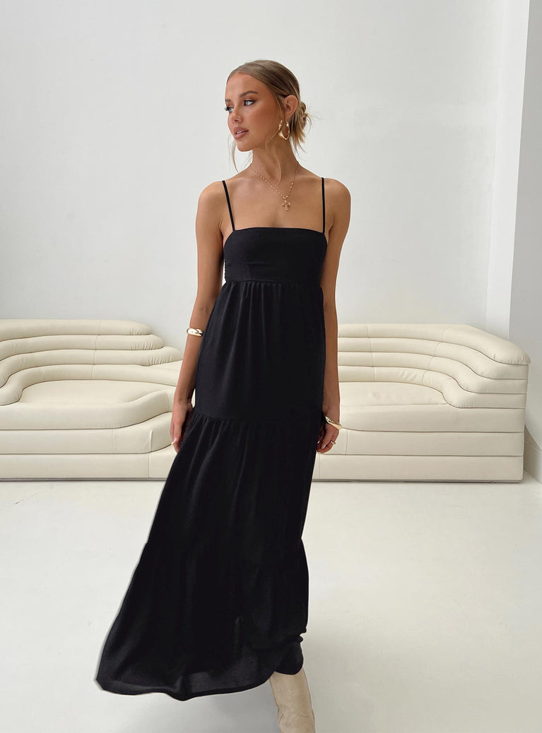 Princess Polly Square Neck  Dunster Maxi Dress Black