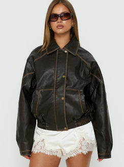 Jaxton Jacke aus Kunstleder, Braun