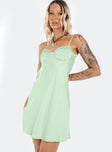 Princess Polly Sweetheart Neckline  Moniz Mini Dress Sage Tall