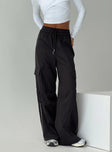 Princess Polly High Waisted Pants  Presson Cargo Pants Washed Black