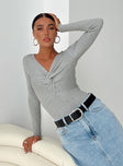 Princes Polly Full Sleeves  Dimitra Twist Bodysuit Grey