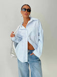 product Princess Polly Full Sleeves V-Neck  Sellars Shirt Blue / White