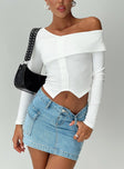 product Princess Polly Full Sleeves Asymmetric Neckline  Ferotti Off The Shoulder Top White