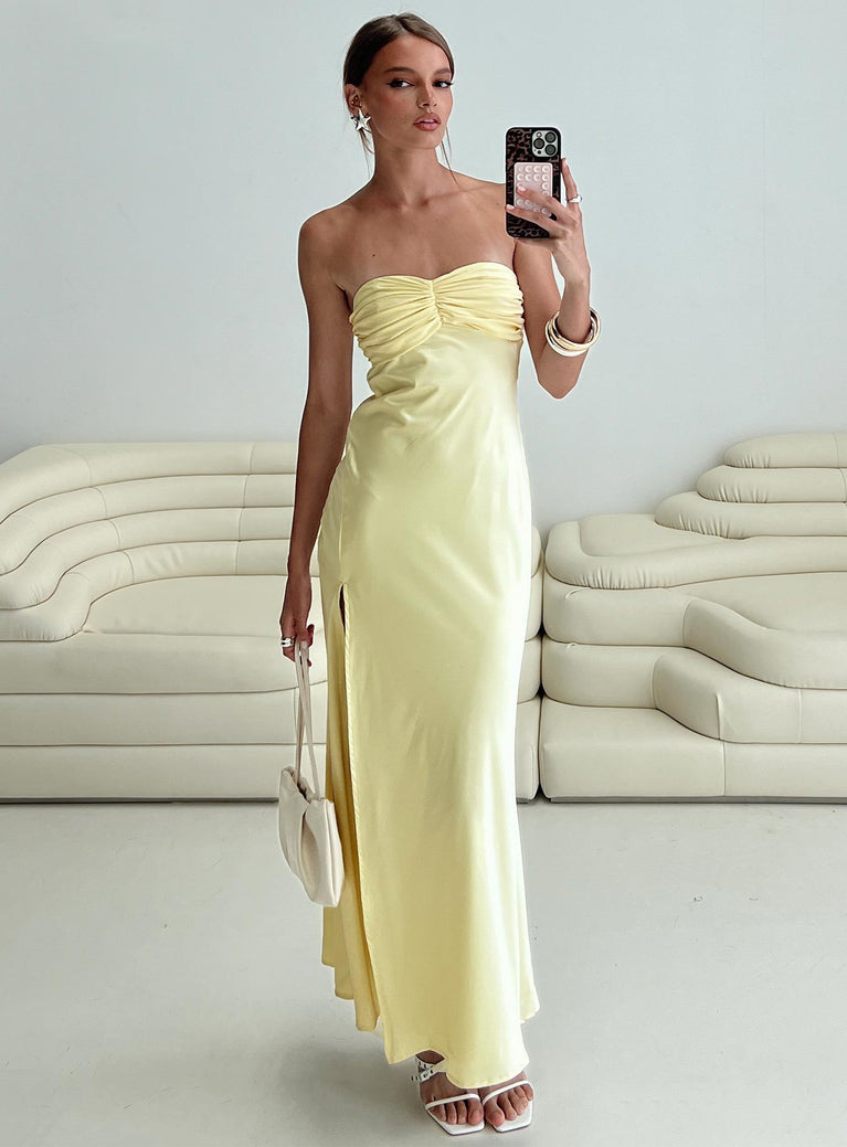 Chevalier Strapless Maxi Dress Lemon