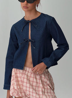 Never Alone Tie Detail Jacket Denim