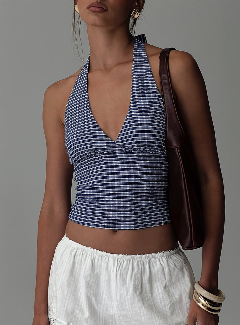 Whimsy Halter Top Navy Gingham