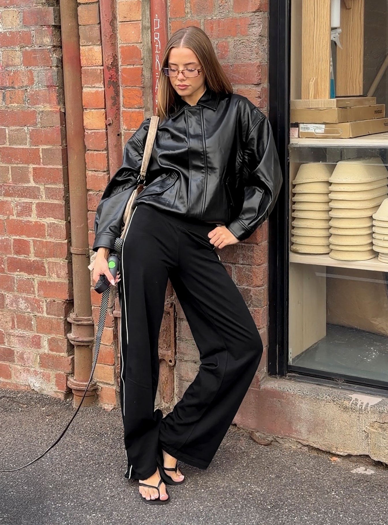 Ascenda Straight Leg Track Trouser Black