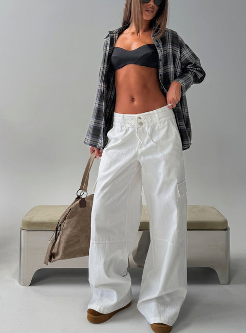 Laurella Cargo Tie Waist Trousers White
