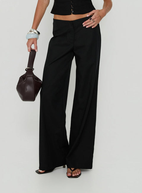 Agazia No Waist Low Rise Straight Pants Black