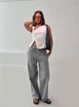 front view of model wearing Princess Polly Veridian Pants Black/White Stripe 