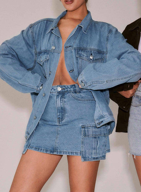 product Maberley Denim Mini Skirt Mid Wash Princess Polly  Mini Skirts 