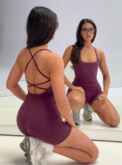 Run The Play Active Romper Plum