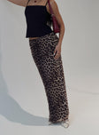 back view of model wearing Princess Polly Ergo Maxi Skirt Leopard Maxi 