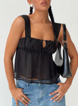 Top Fixed shoulder strap, ruched bust, elasticated band at bust