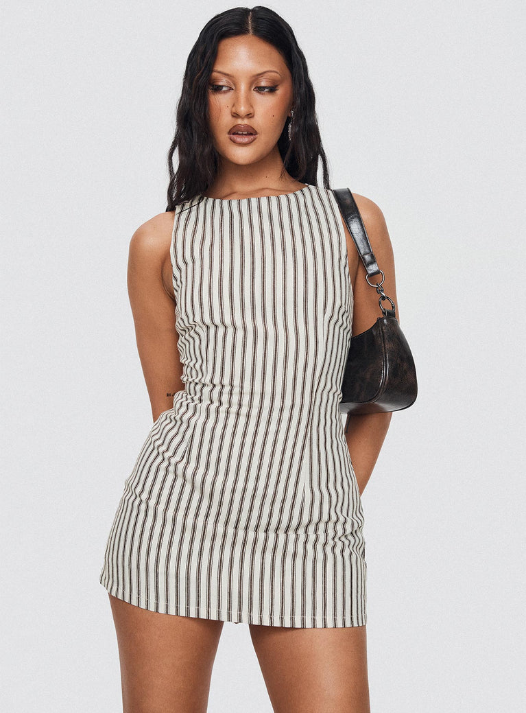 Yumiko Romper Brown Stripe Petite