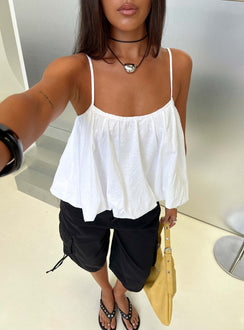 Elfina Babydoll Bubble Top White