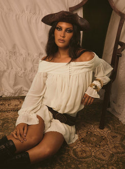 Annikah Off Shoulder Playsuit Cream