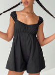 Romper Cap sleeve, scooped neckline, elasticated cross back straps