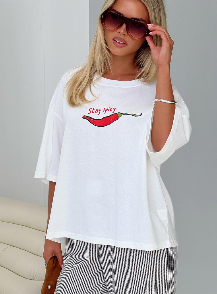 Stay Spicy Graphic Top White | Princess Polly