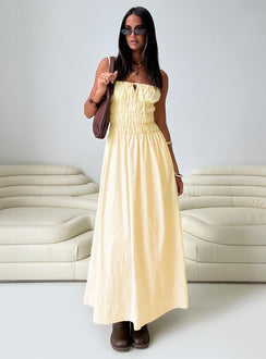 Loralei Shirred Maxi Dress Yellow