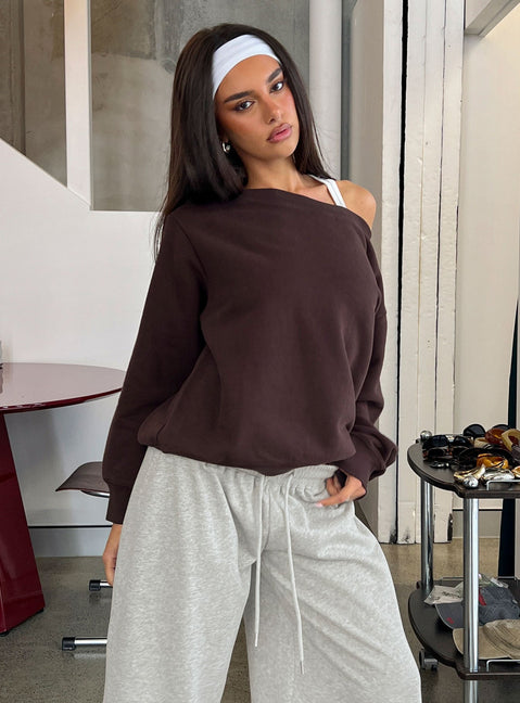 Wellness Off The Shoulder Pullover Braun