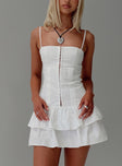 front view of model wearing Princess Polly Jazzmin Mini Dress White Square Neck 