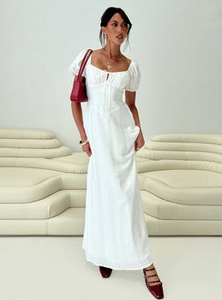 front view of model wearing Princess Polly Summer Song Maxi Dress White Scoop Neck 