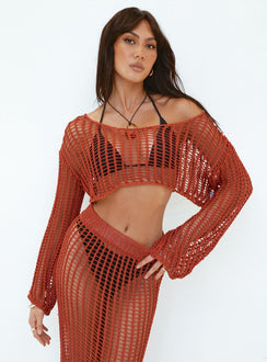 Florence Sweater Sienna Red Princess Polly  Cropped 