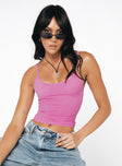 Scooped neck cami Fixed straps Good stretch, unlined Cold machine wash 