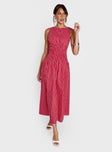 Lilienne Cotton Poplin Maxi Dress Red Stripe