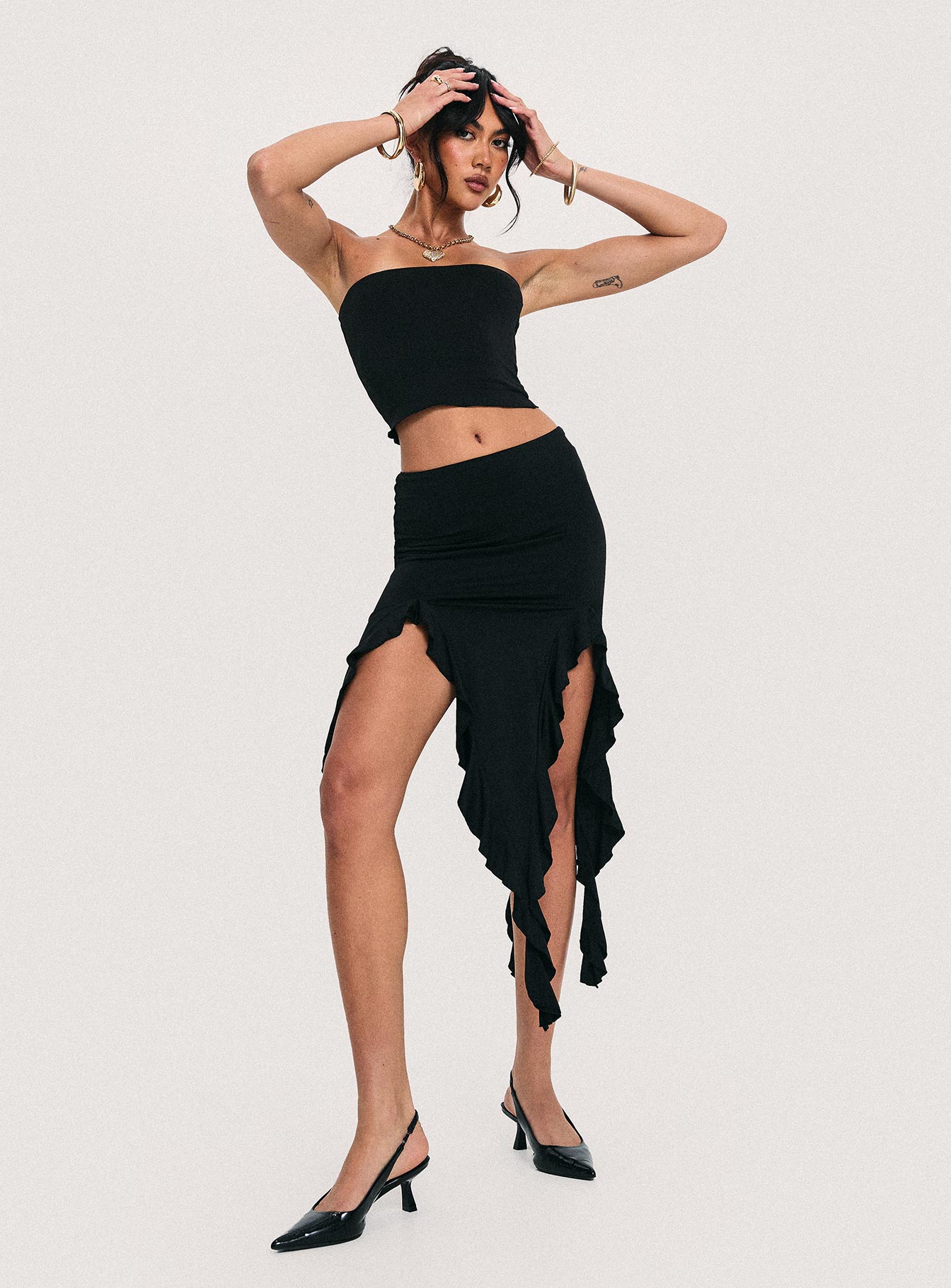 Celestia Ruffle Set Black