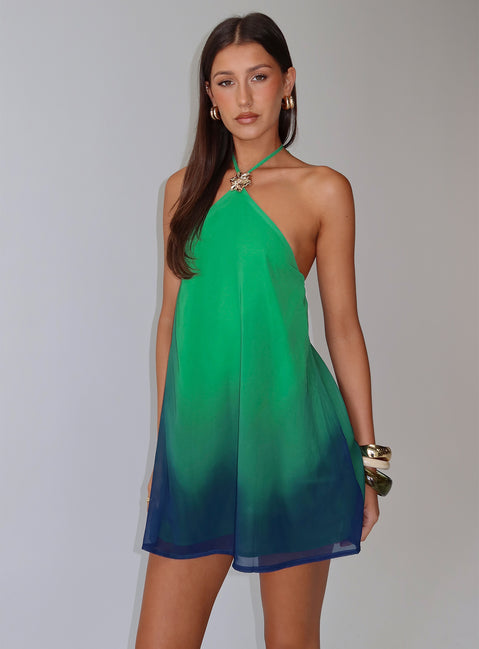 Nichole Halter Mini Dress Green