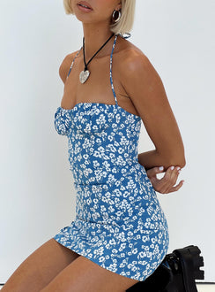 product Princess Polly Boat Neck  Acer Mini Dress Blue Floral