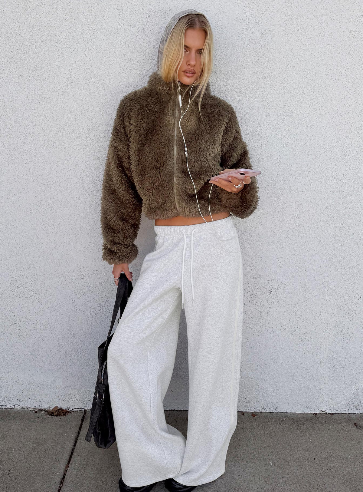 Kennah Wide Leg Sweat Trousers Grey Marle