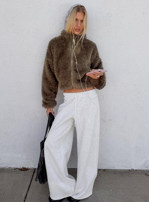 Kennah Wide Leg Sweat Trousers Grey Marle