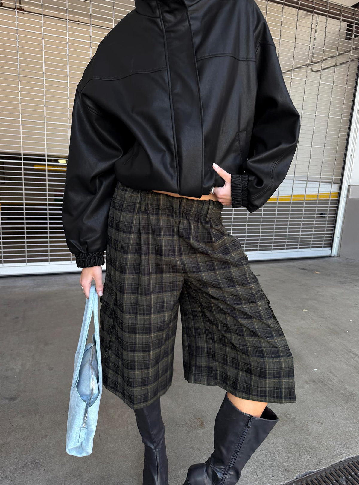 Brenn Baggy Longline Shorts Kariert Multi
