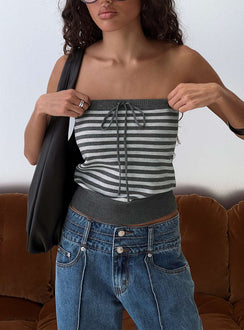 Lissey Strapless Knit Top Grey Stripe