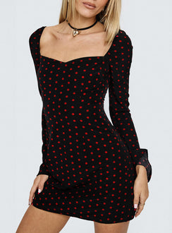 Addisen Long Sleeve Mini Dress Polka Dot