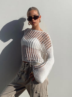 The Kennedy Sweater White Lower Impact Princess Polly  long 