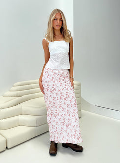 back view of model wearing Princess Polly Battaglie Maxi Skirt Multi Maxi 