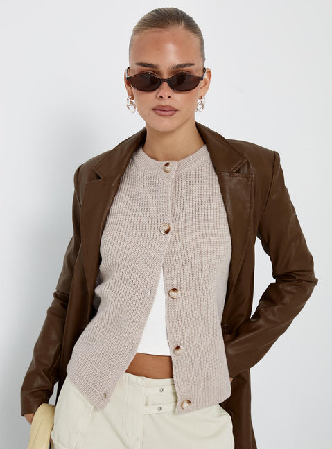 Wait A Lifetime Short Sleeve Cardigan Beige