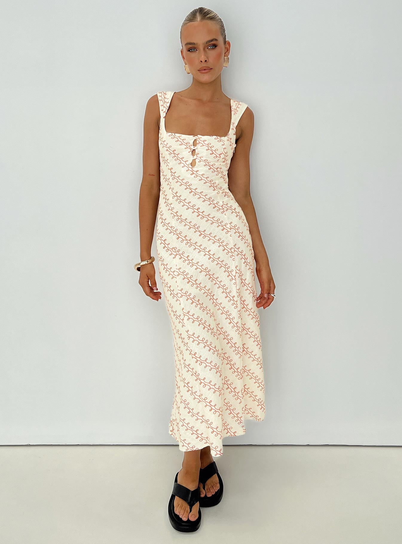 Linen blend hotsell midi dress