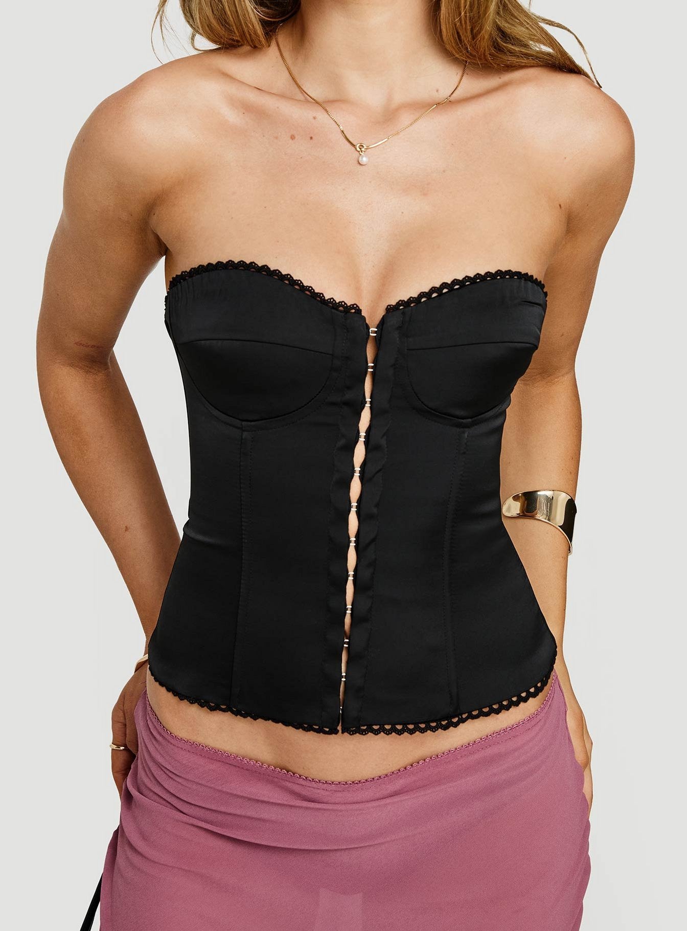 Jazzy trägerloses Korsett-Top Schwarz