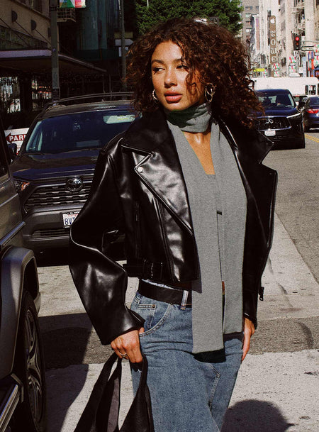 Timing Flannel Cropped Jacket - Women's Coats/Jackets in Black