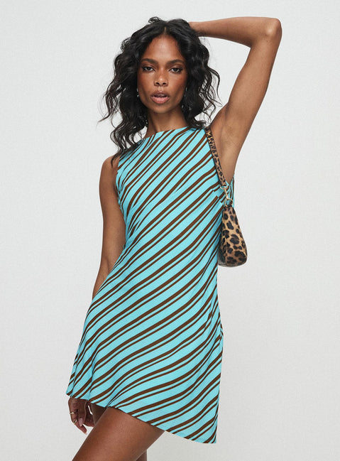 front view of model wearing Princess Polly Chasing Stars Mini Dress Multi Crew Neck 