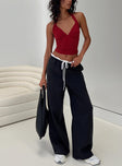 front view of model wearing Princess Polly Pilly Pants Black High Waisted Pants 