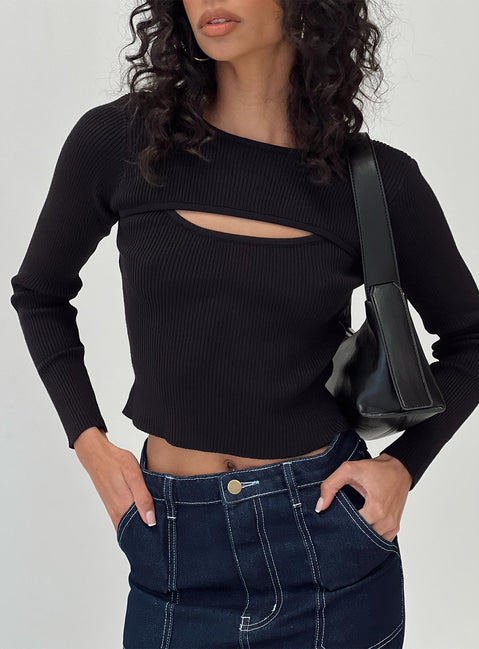 Theresa Sweater Black Princess Polly  Cropped 