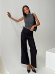 Princess Polly high-rise  Threaded Waistband Low Waist Pant Black